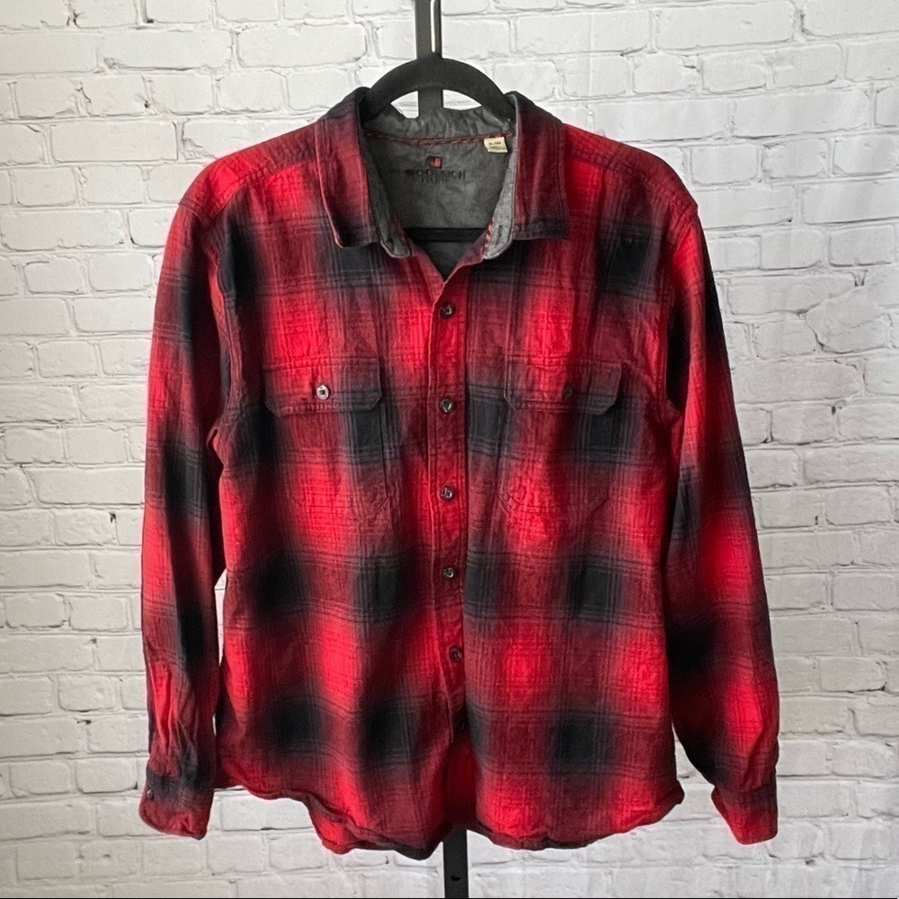 Woolrich Red and Black Plaid Button Up Shirt Size XL
